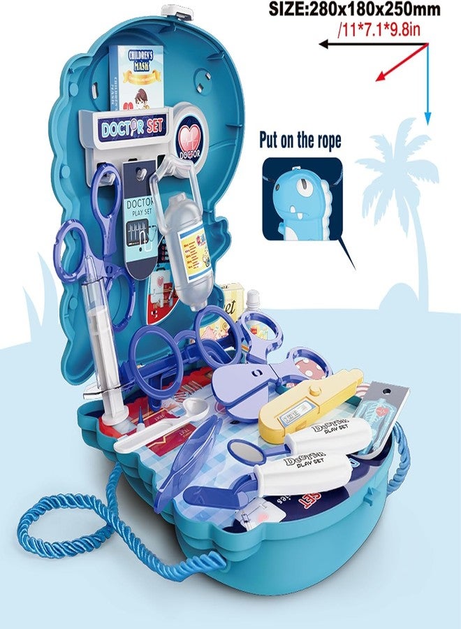 BeFunky مجموعة بي فانكي الطبية للأطفال الصغار من عمر سنتين إلى سبع سنوات - مجموعة لعب طبية للأطفال على شكل ديناصور مكونة من 18 قطعة، مجموعة أدوات طبية للعب التخيلي في مرحلة ما قبل المدرسة مع حقيبة حمل، ألعاب للأطفال من عمر سنتين إلى سبع سنوات، هدايا للأولاد والبنات للعب الأدوار - Image 3